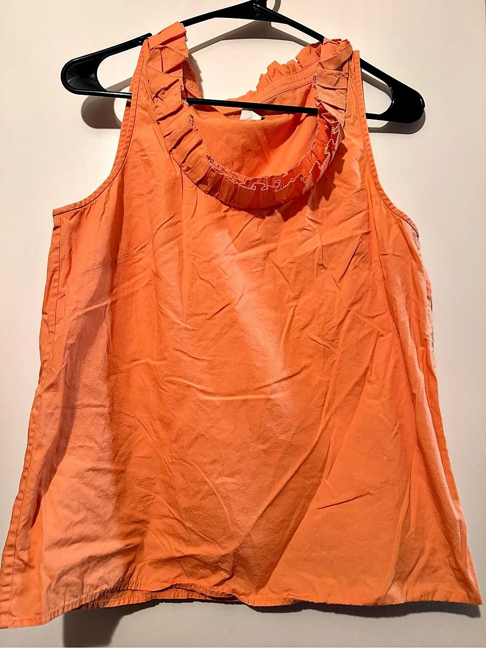 J.Crew Cotton Ruffle Neck Tank in Orange Size 10 Like New